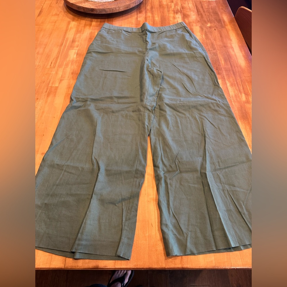 Anne Taylor Linen Wide Leg Green Pants, XL 
Like new!
